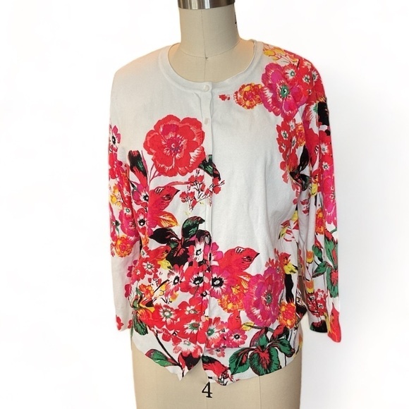 GNW lightweight large floral print cardigan Size XL EUC - Picture 1 of 9